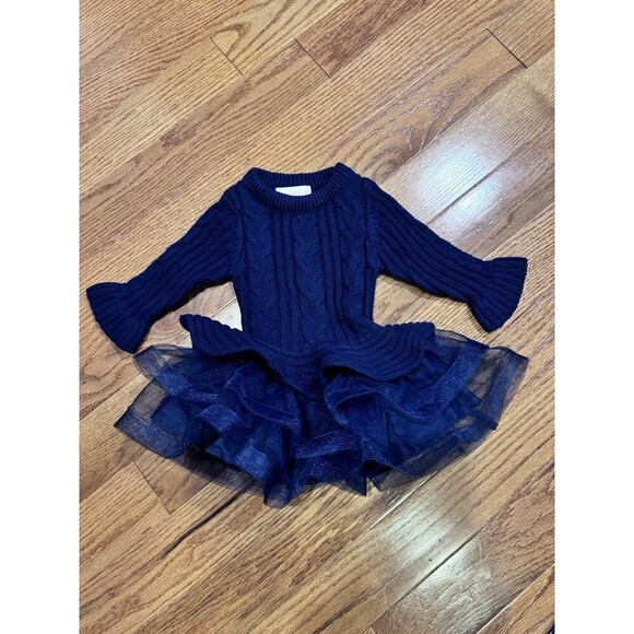 Bonnie Baby Other - Bonnie Baby 12 Months Navy Blue Tulle Skirt Sweater Winter Dress